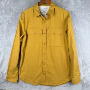 REI Co-op Mens Medium Tall Organic‎ Cotton Button Down Shirt Yellow Utility